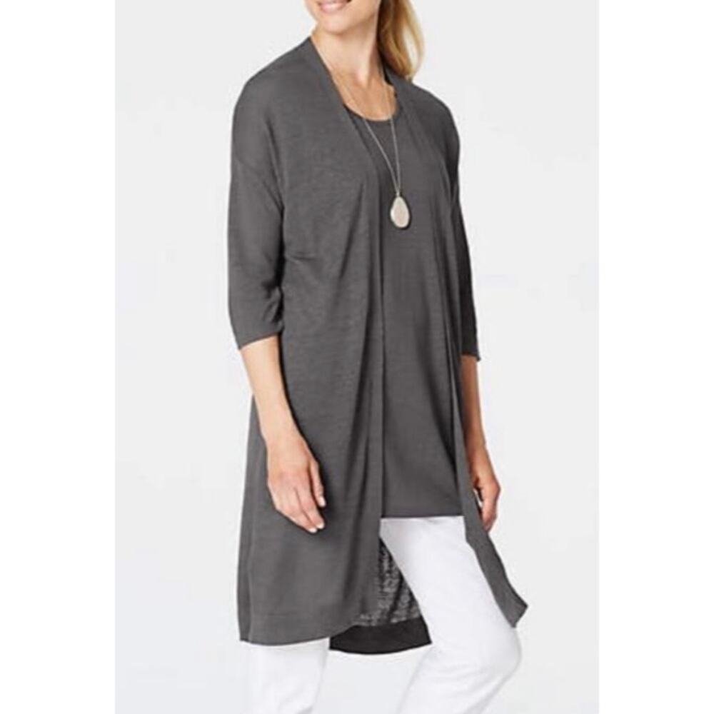 J. Jill Pure Linen Blend Cami and Cardi Set XS Petite Grey